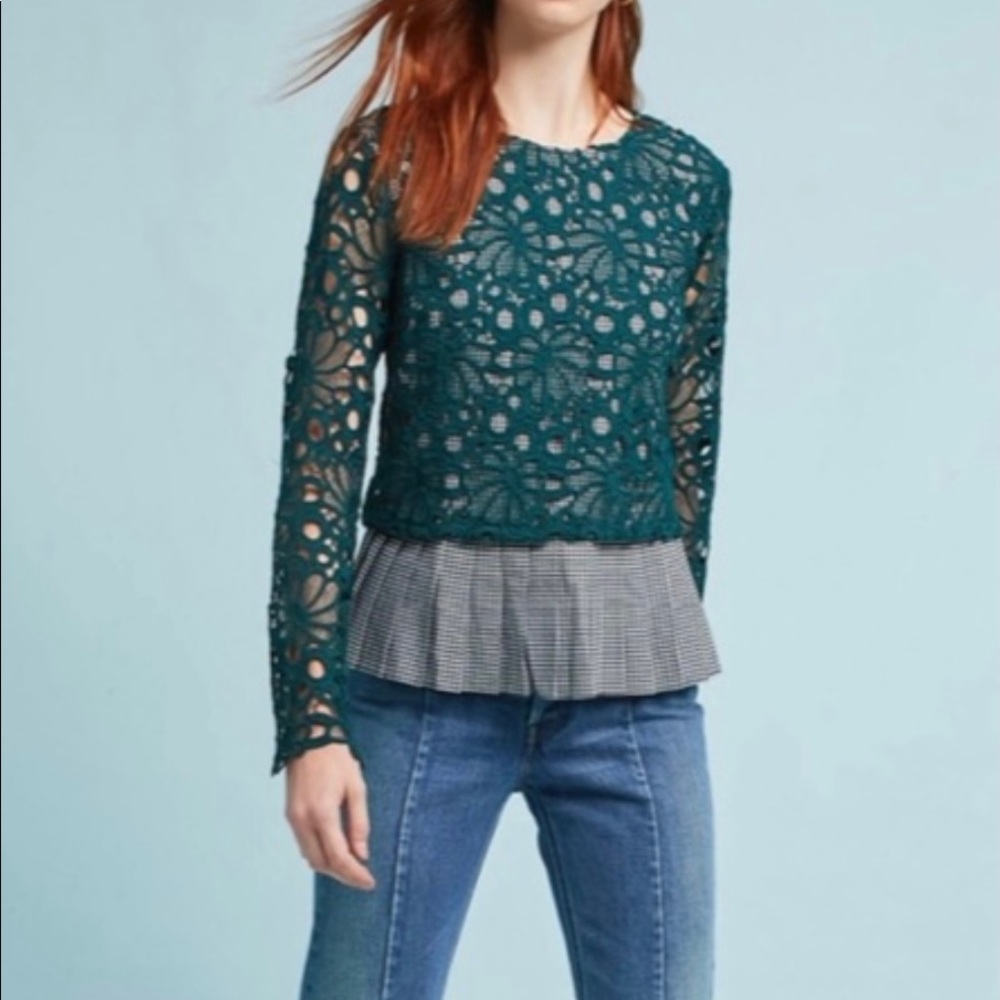 Anthropologie Maeve Lace Top Size Large Petite - Picture 2 of 4